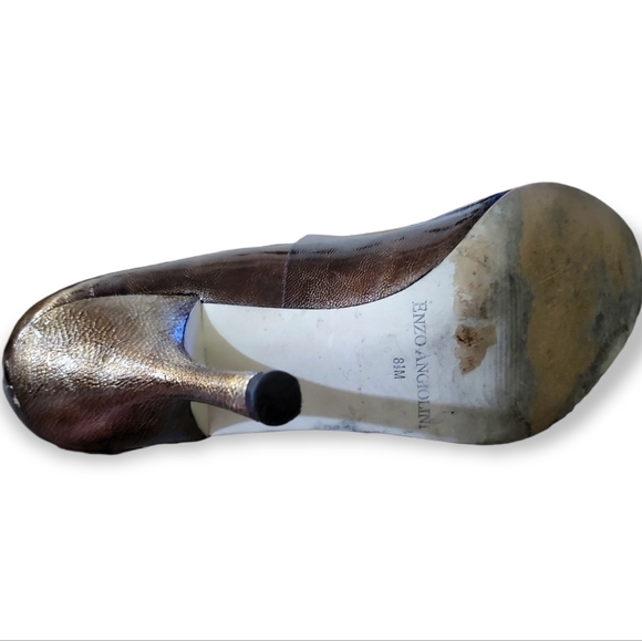 Enzo Angiolini Peep Toe Pumps Metallic Bronze High Heels Size 8.5 - Picture 12 of 12